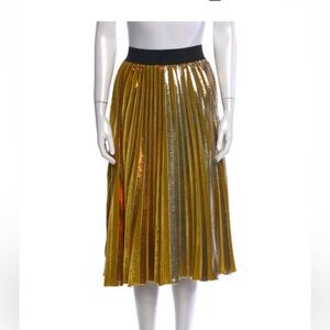 Pier Antonio Gaspari Gold Metallic Pleated Skirt